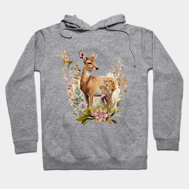 Deer Floral Hoodie by Mixtgifts